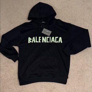 Balenciaga Black Hoodie with Green Logo